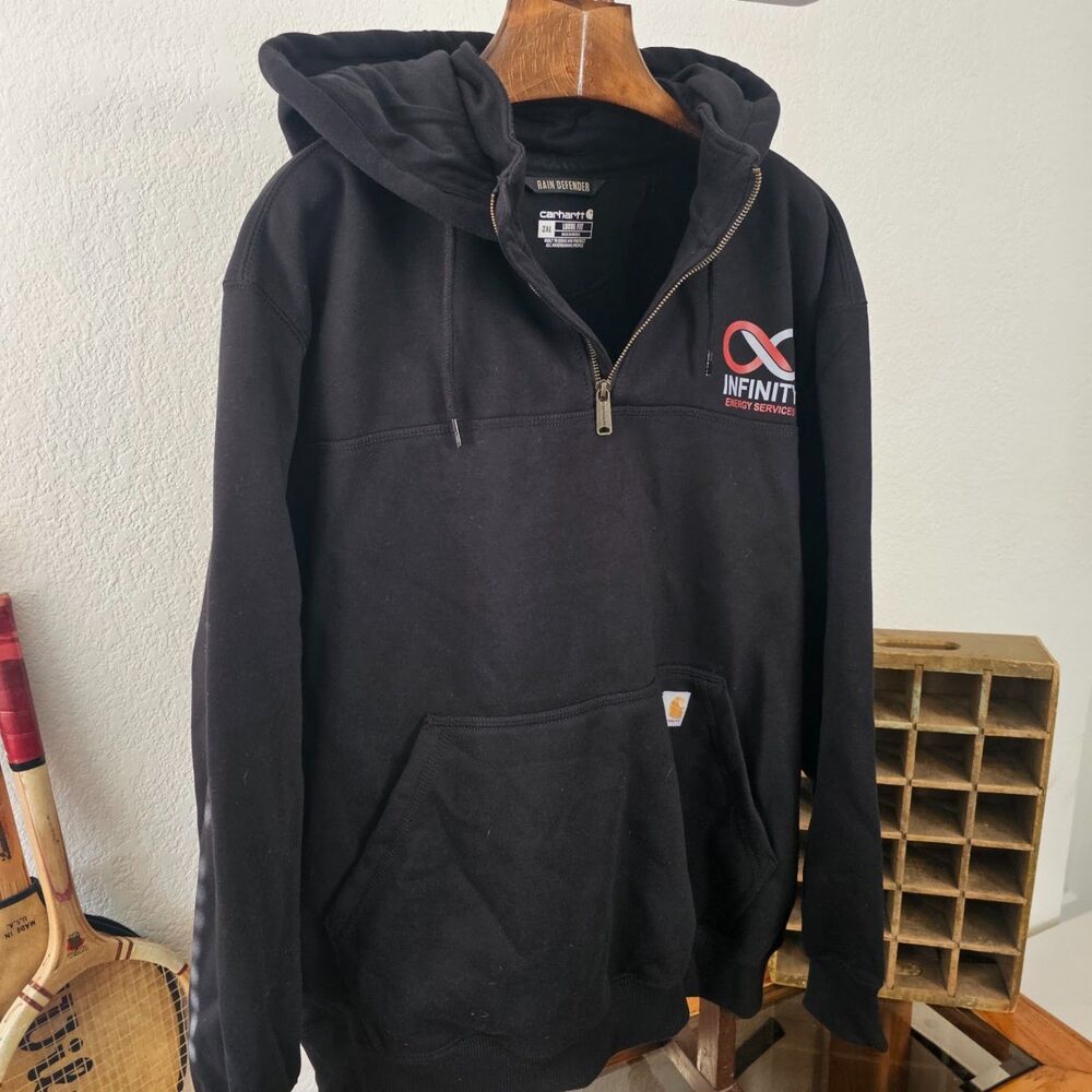 Carhartt Rain Defender Black Quarter Zip Hoodie Heavyweight Sweatshirt 3XL